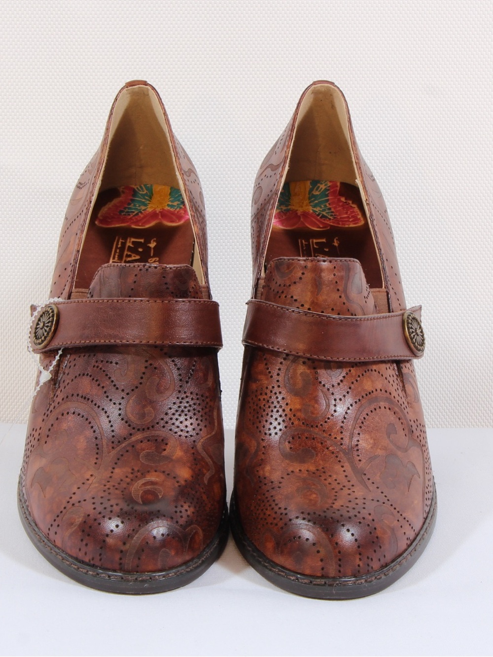 L’Artiste By Spring Step Heukiss Brown Leather Mary Jane Heels EU Size 39